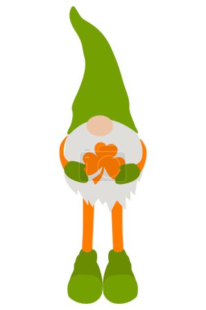 Ilustración de Día de San Patricio Gnomo irlandés con tréboles o tréboles, ilustración vectorial - Imagen libre de derechos