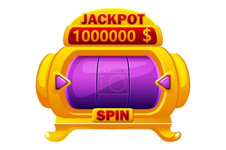 Illustration for Empty golden slot machine. Slot machine for online casino and slots game. - Royalty Free Image