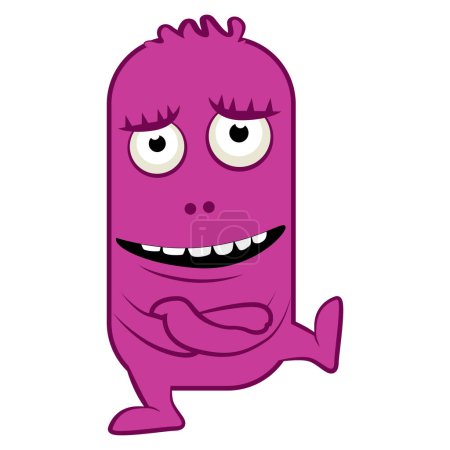 Illustration for Cartoon pink monster. Halloween vector illustration of monster. Baby sticker. - Royalty Free Image
