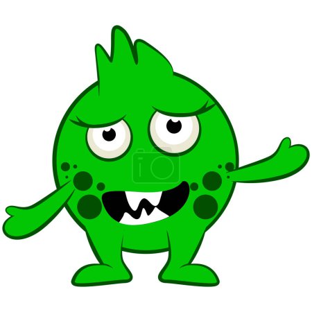 Ilustración de Un monstruo de dibujos animados. Halloween vector ilustración de monstruo verde. Pegatina de bebé. - Imagen libre de derechos