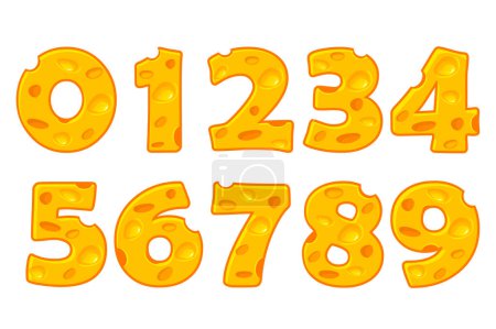 Illustration for Cheese number alphabet set. Vector illustration. More typeface style in my portfolio. - Royalty Free Image
