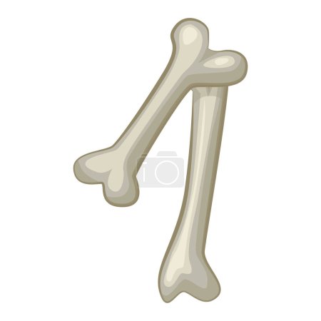 Illustration for Bone number 1, vector digit one. Cartoon isoled number on white background. - Royalty Free Image