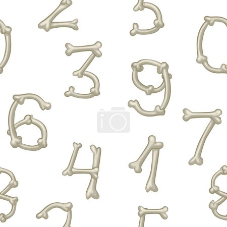 Illustration for Bones numbers, vector digits. Cartoon isolated numbers on white background. - Royalty Free Image