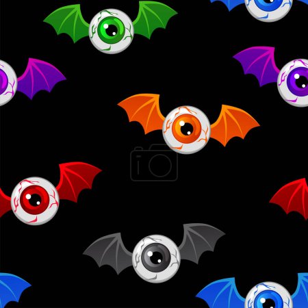 Illustration for Red Flying Eyeball, Vector Illustration of flying human eyeball with bat or dragon wings. - Royalty Free Image