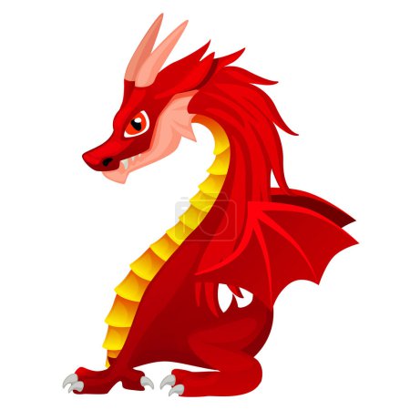 Illustration for Cute red dragon on the white background. Symbol New Year 2024 - Royalty Free Image