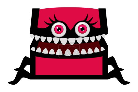 Illustration for Monster Treasure Chest for Halloween. Chest with monstrous teeth and a eyes. - Royalty Free Image