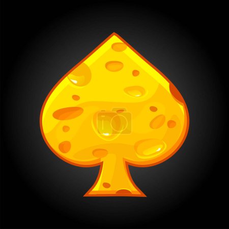 Illustration for Spades playing card symbol in cheese texture. Cartoon spades icon. - Royalty Free Image