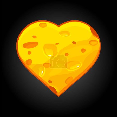 Ilustración de Traje de corazón Símbolo en textura de queso. Icono de picas de dibujos animados. - Imagen libre de derechos