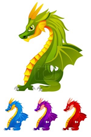 Illustration for Colored Dragons on the white background. Symbol New Year 2024. - Royalty Free Image