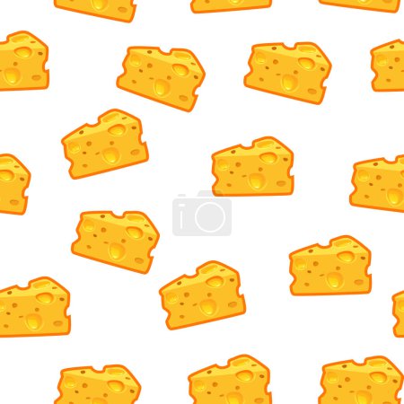 Illustration for Seamless pattern with a slice of cheese on a white background. Cheese background - Royalty Free Image