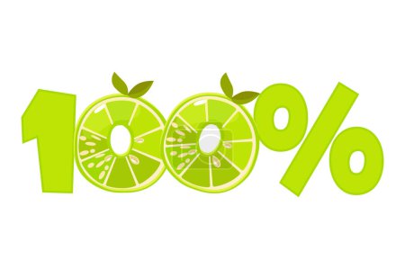 Illustration for Lime texture text 100 percent. Vector icon with lime for advertising, banner, leaflet or polygraphy. - Royalty Free Image