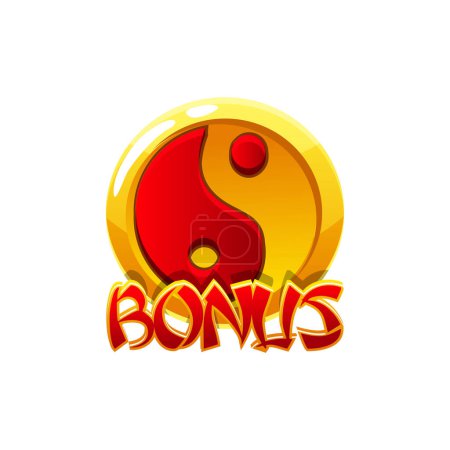 Ilustración de El símbolo chino de bonificación para las ranuras de juego. Yin yang rojo símbolo. - Imagen libre de derechos