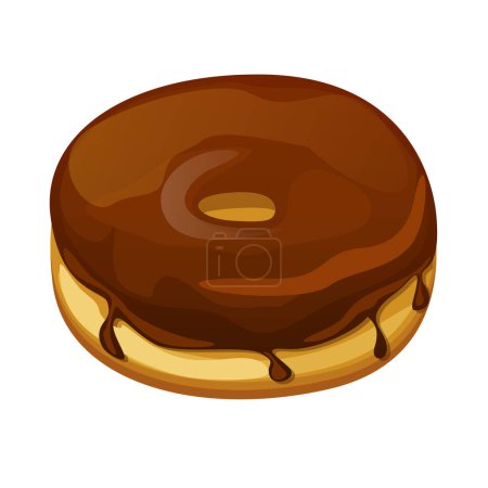 Téléchargez les illustrations : Donut vectoriel avec glaçage au chocolat. Icône de donut. Doux dessert. Restauration rapide. - en licence libre de droit