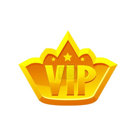 Illustration for Game UI VIP con Gold crown. Vector Design. - Royalty Free Image