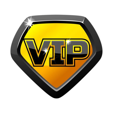 Ilustración de Icono VIP negro dorado. Insignia VIP para 2D juego. - Imagen libre de derechos