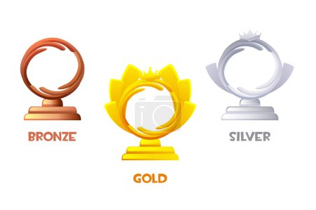 Illustration for Award figurine icons. Vector objects for 2D games. - Royalty Free Image
