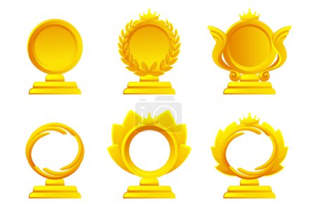 Illustration for Golden award figurine icons. Vector objects for 2D games. - Royalty Free Image