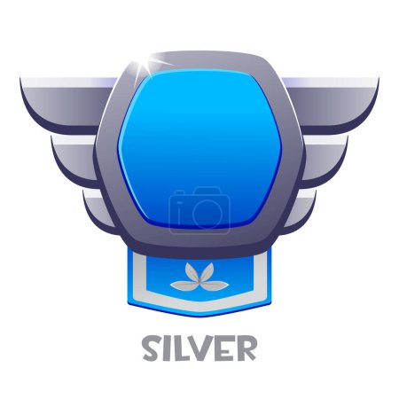 Téléchargez les illustrations : Badge Silver Game, modèle pour icône sur fond blanc - en licence libre de droit