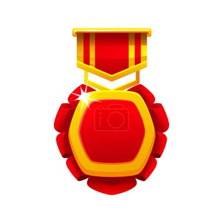 Téléchargez les illustrations : Médaillon Golden Game, modèle de badge pour icône sur fond blanc - en licence libre de droit