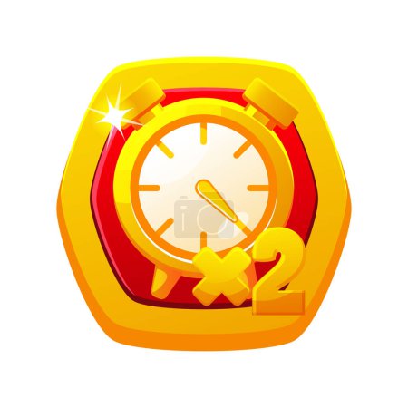 Illustration for Game clock or time icon. Double or add the time icon. Vector graphic user interface element for mobile app, cartoon style - Royalty Free Image