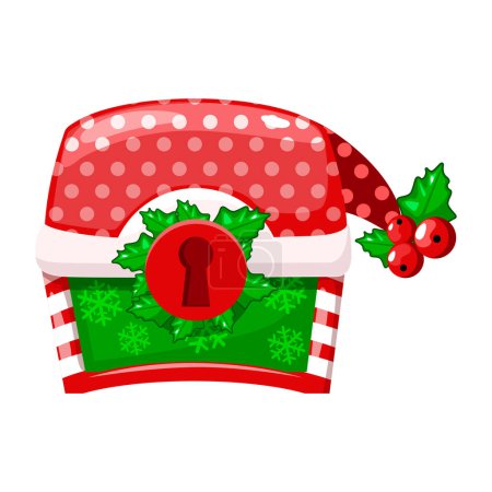 Illustration for Christmas red chest in hat. Vector Design - Royalty Free Image