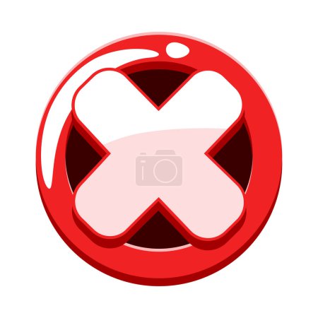 Illustration for Button close, no or cancel. Vector icon - Royalty Free Image