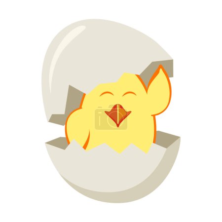 Illustration for A cute little cartoon chick hatched from an egg. - Royalty Free Image