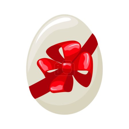 Téléchargez les illustrations : Œuf de Pâques avec arc. Carte de vœux de Pâques avec œuf et ruban rouge. Image vectorielle. Joyeuses Pâques
. - en licence libre de droit
