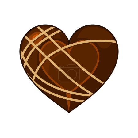 Ilustración de Corazón de Chocolate. Dulces realistas de chocolate negro. Concepto de Amor, Feliz Día de San Valentín, Regalo, Decoración de Vacaciones, Postres, Delicioso. Icono aislado en blanco. - Imagen libre de derechos