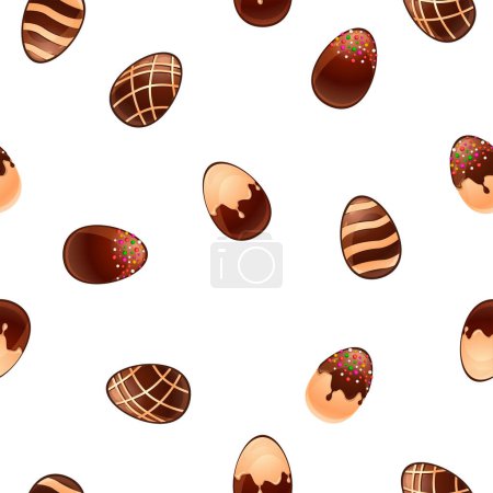 Illustration for Seamless pattern ferrous-white Chocolate eggs. Vector background - Royalty Free Image
