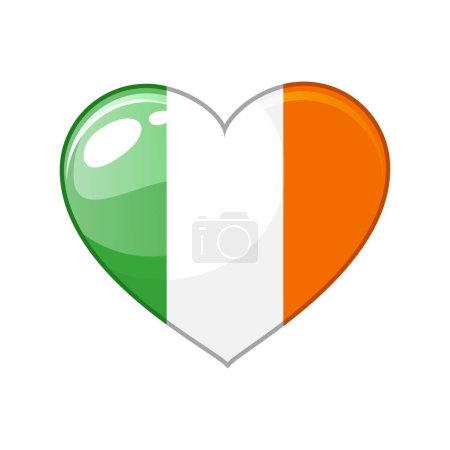 Téléchargez les illustrations : Ireland flag in heart, vector sign. Flag of Ireland in the shape of a Heart, a symbol of love for his country, or Valentine Day, Patrick Day, patriotism. - en licence libre de droit