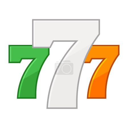 Ilustración de Suerte número 777. El símbolo de los juegos de tragamonedas de bandera irlandesa. Icono de día Patricks - Imagen libre de derechos