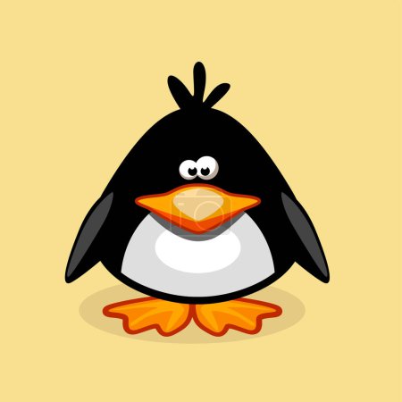 Téléchargez les illustrations : Mignon pingouin dans un style plat. Symbole hiver froid. Oiseau antarctique, illustration animale. - en licence libre de droit
