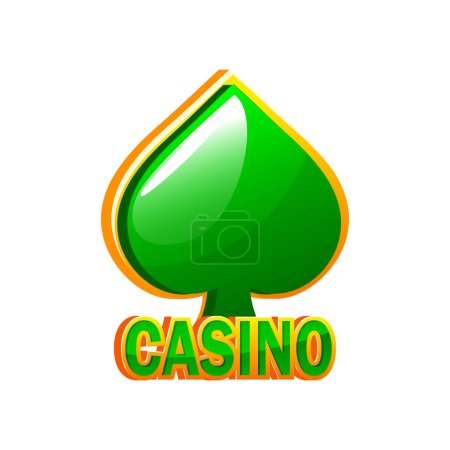 Illustration for Icon Casino with a spades symbol. Vector illustration for casino game design, flyer, poster, banner, web, and advertising. - Royalty Free Image