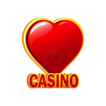 Ilustración de Icono Casino con un símbolo del corazón. Ilustración vectorial para diseño de juegos de casino, volante, póster, banner, web y publicidad. - Imagen libre de derechos