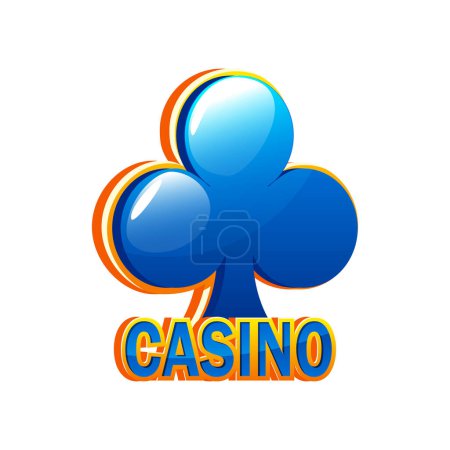 Illustration for Icon Casino with a clubs symbol. Vector illustration for casino game design, flyer, poster, banner, web, and advertising. - Royalty Free Image