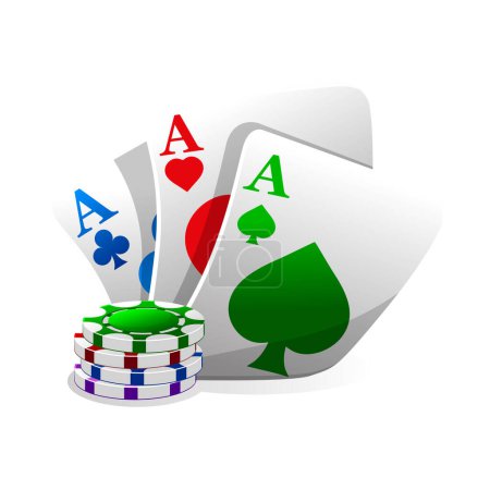 Ilustración de Icono del casino. Ilustración vectorial Color Poker Tarjetas y fichas Juegos. - Imagen libre de derechos