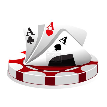 Ilustración de Icono del casino. Vector Illustration Poker Tarjetas y juegos de fichas rojas. - Imagen libre de derechos
