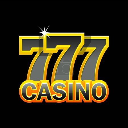 Illustration for Golden-black icon for the casino. Luck number 777 and logo casino. - Royalty Free Image
