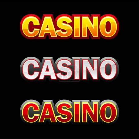 Ilustración de Texto de Casino para el juego en línea. Logo para título y Pegatinas en tres colores - Imagen libre de derechos