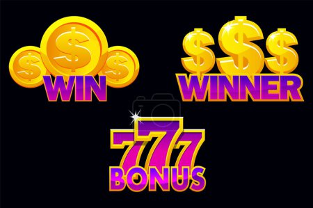 Illustration for Casino icons win, winner and bonus. - Royalty Free Image