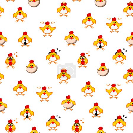 Illustration for Seamless pattern with the chicks. Vector cartoon pattern - Royalty Free Image