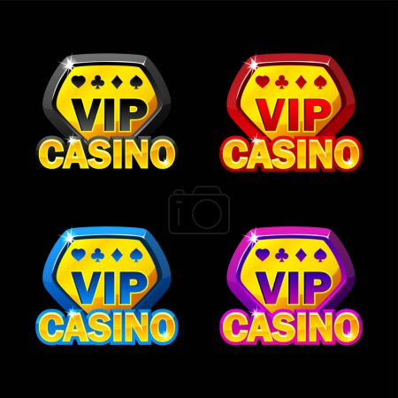Ilustración de Conjunto de iconos para casino VIP. Cuatro iconos de colores - Imagen libre de derechos