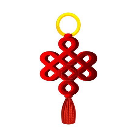 Illustration for Chinese Celtic weave knot talisman isolated on white background. Vector red talisman. - Royalty Free Image