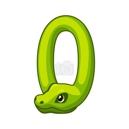 Ilustración de Fuente Snake. Dígitos 0. Número cero de dibujos animados. - Imagen libre de derechos