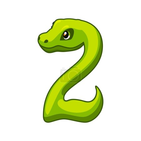 Illustration for Snake font. Digit 2. Cartoon Two number. - Royalty Free Image