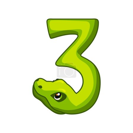 Ilustración de Fuente Snake. Dígitos 3. Dibujos animados Tres número. - Imagen libre de derechos