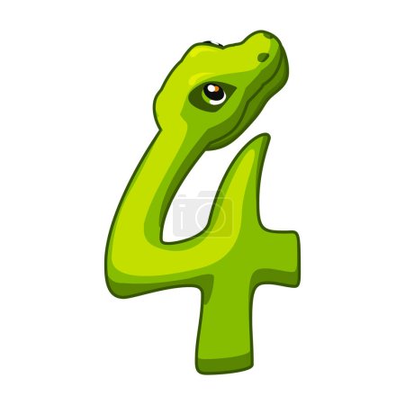 Ilustración de Fuente Snake. Dígitos 4. Número de dibujos animados cuatro. - Imagen libre de derechos