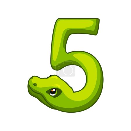 Illustration for Snake font. Digit 5. Cartoon Five number. - Royalty Free Image