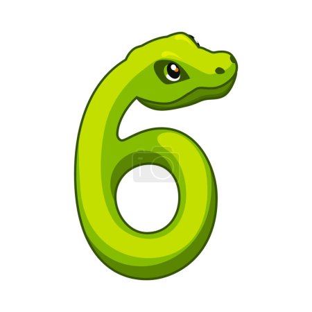 Illustration for Snake font. Digit 6. Cartoon Six number. - Royalty Free Image